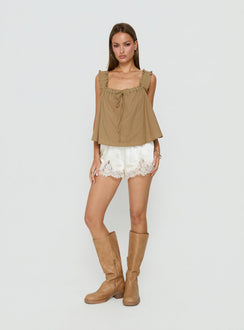 Swing Babydoll Top Beige