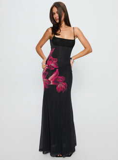 Fiadora Mesh Maxi Dress | Black floral | Womens | Princess Polly Fiadora Mesh Maxi Dress | Black floral | Womens | Princess Polly