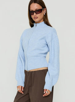 Agneta Zip Through Funnel Neck Sweater Blue