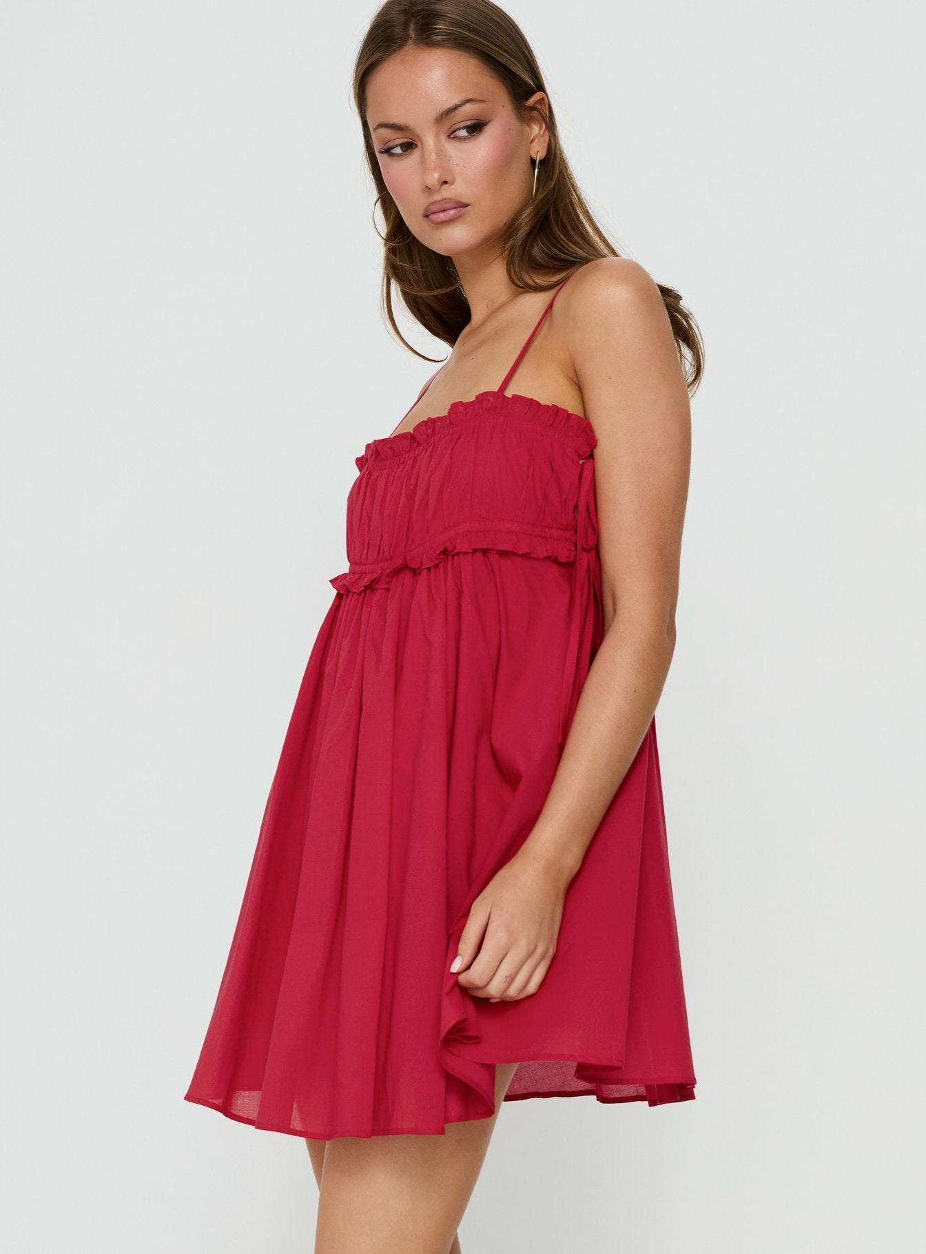 ruched bust dress Beya Ruched Bust Mini Dress Red