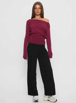 front view of model wearing Princess Polly Fusion Tailored Track Pant Black High Rise Pants 