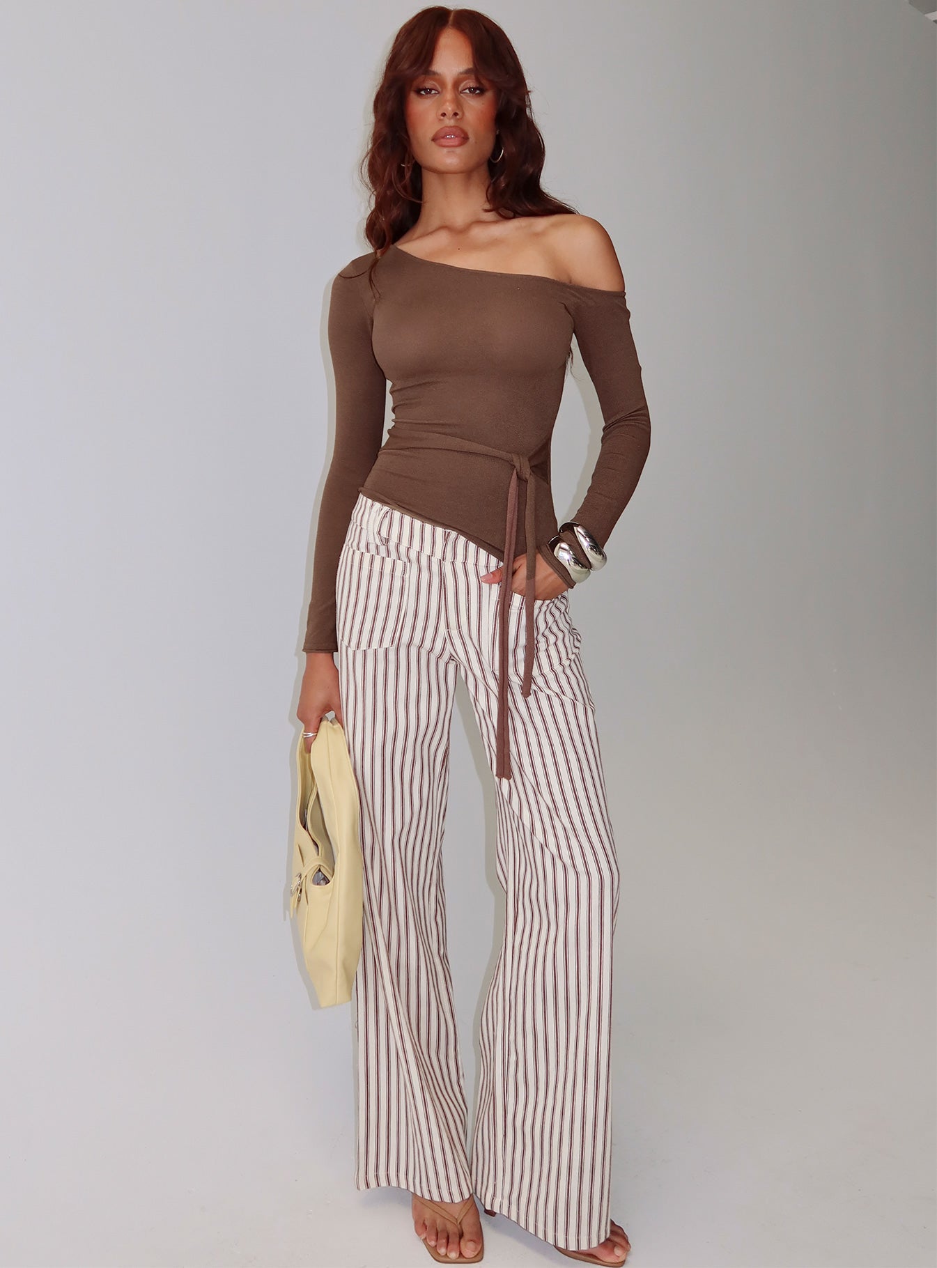 Kastor One Shoulder Long Sleeve Top Chocolate | Princess Polly