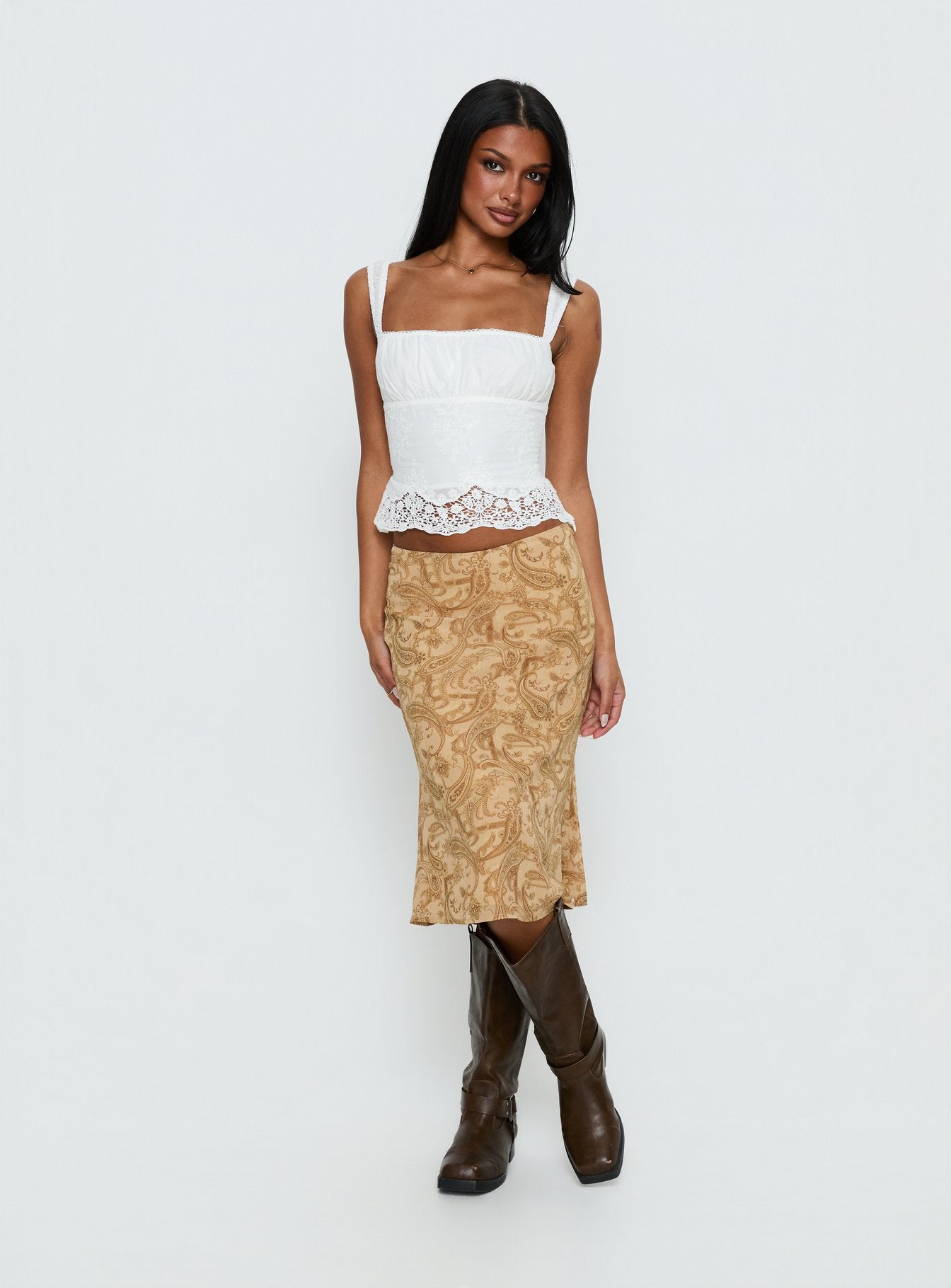 Moses Midi Skirt Paisley | Princess Polly
