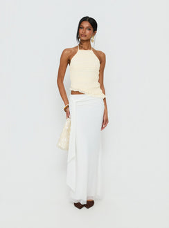 Caviar Tie Maxi Skirt White