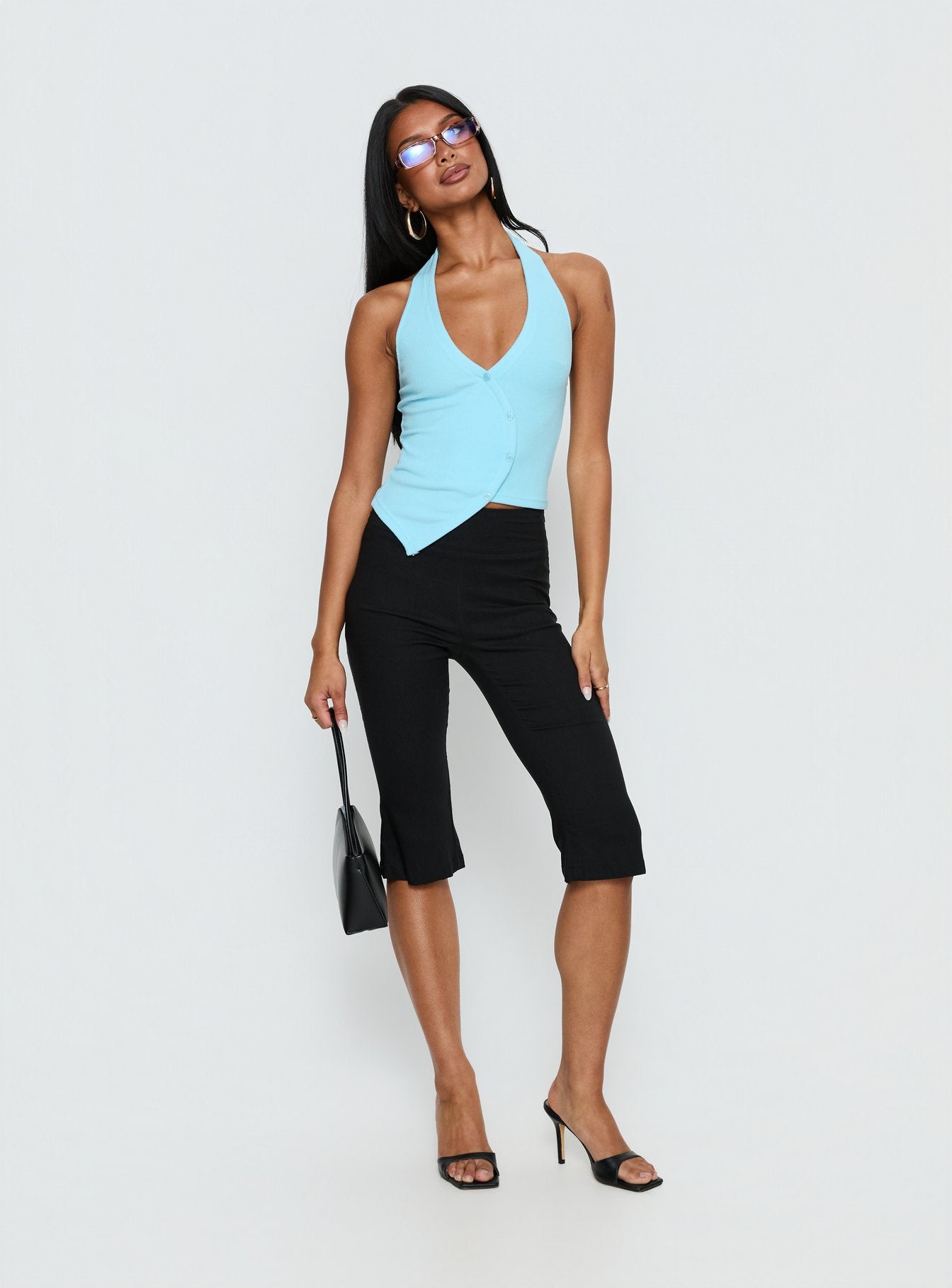 Avrilla Wrap Knit Top Blue | Princess Polly