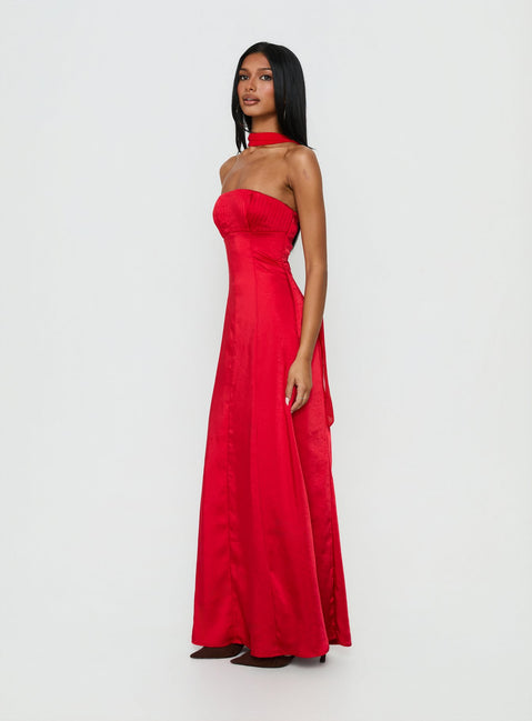 Masterpiece Strapless Maxi Dress | Red | Womens