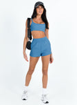 Matching set Quilted material Crop top Fixed straps Invisible zip fastening at side High waisted shorts Elasticated waistband