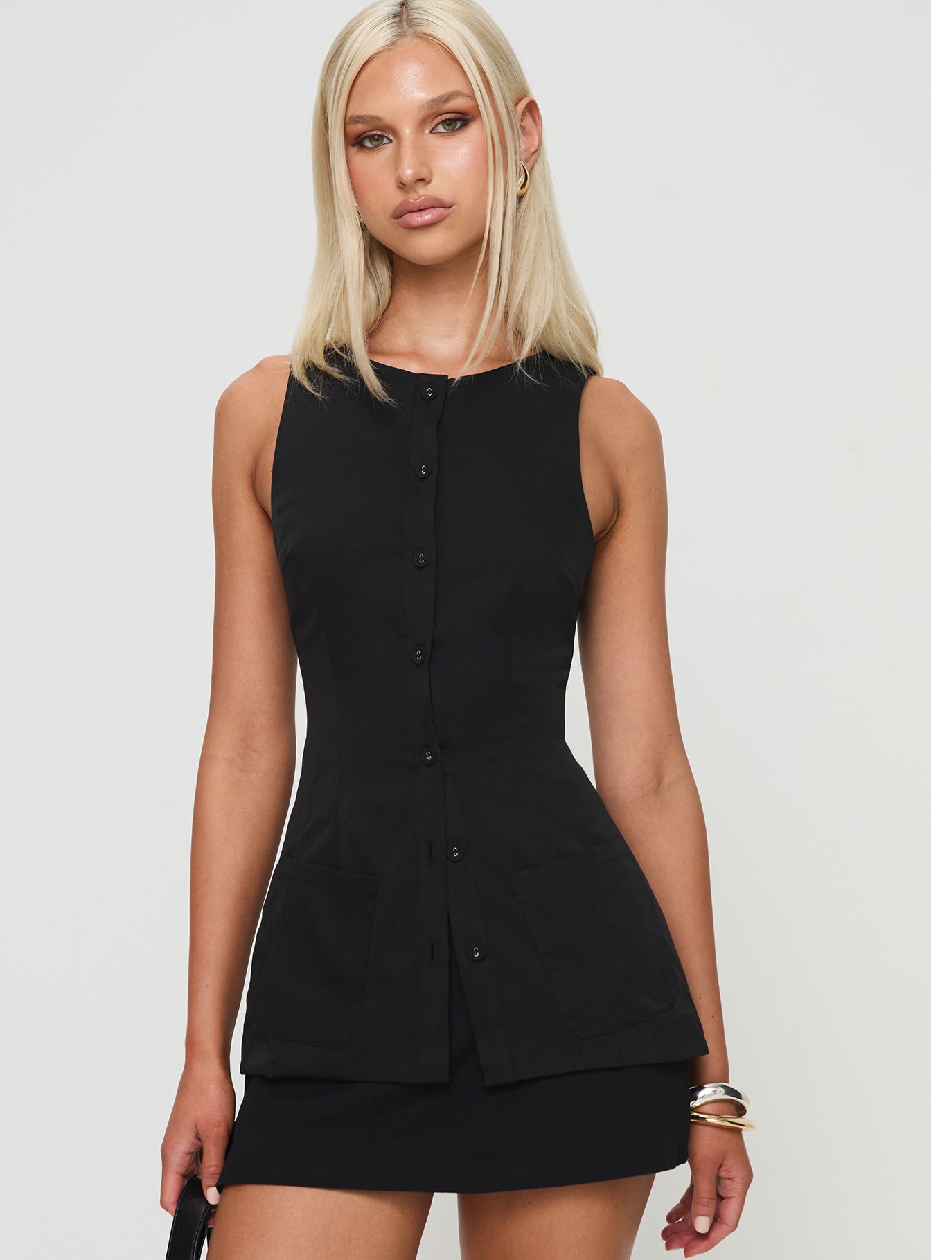 Princess Polly Mystick Button-Up Vest in Black at Nordstrom, Size 6 Princess Polly Mystick Button-Up Vest in Black at Nordstrom, Size 6