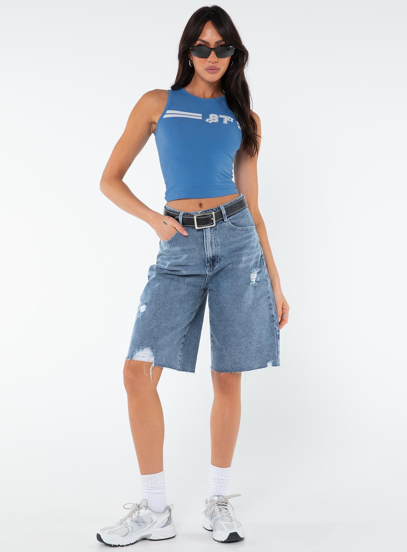 product Princess Polly Sleeveless Square Neck  87 Racer Tank Blue