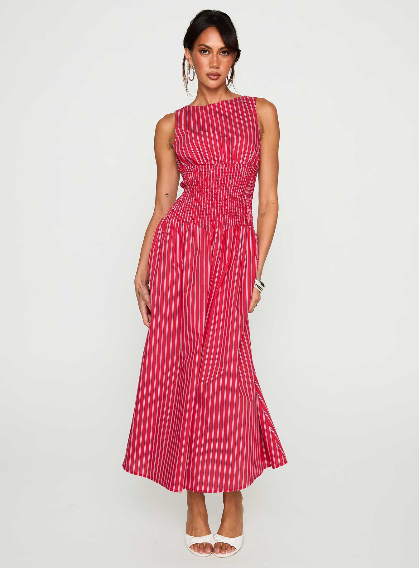 Princess Polly Women's Lilienne Stripe Cotton Blend Poplin Dress - Red - Casual dresses Princess Polly Women's Lilienne Stripe Cotton Blend Poplin Dress - Red - Casual dresses