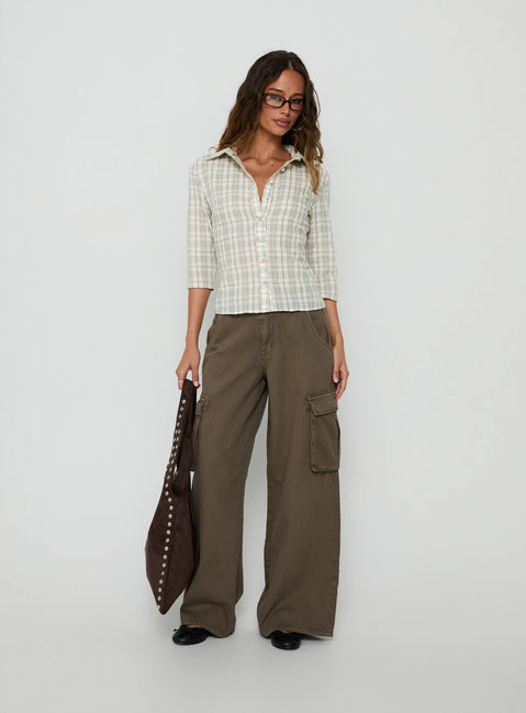 Anni 3/4 Sleeve Top Multi Check