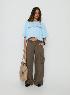 Some Call Me Charming Oversized Graphic Tee Light Blue