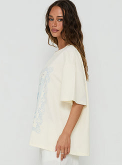 Soft Launch Stamp Oversized Graphic Tee Cream