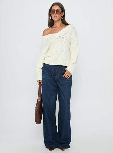 Talassa V Neck Knit Sweater White