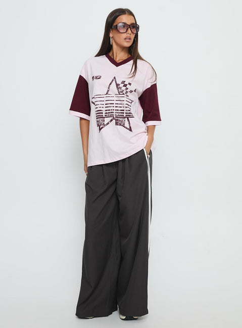 Nachell Short Sleeve Moto Top Pink