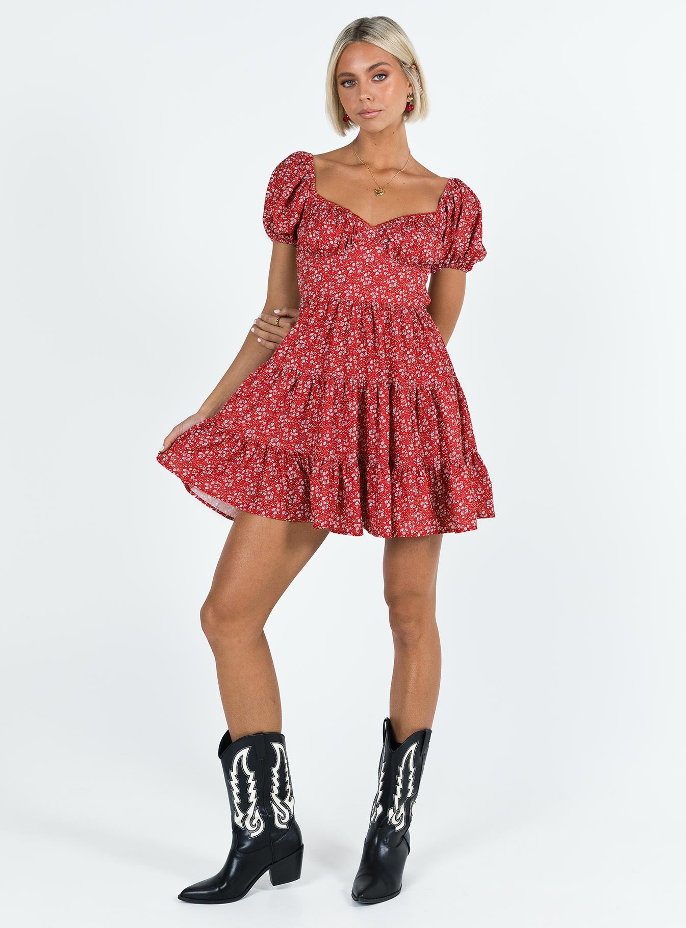 product Princess Polly Scoop Neck  Danny Mini Dress Red Floral