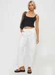 front view of model wearing Princess Polly Bilbury Cargo Pants White Low Rise Pants 