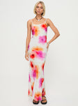 Pink maxi dress Adjustable shoulder straps, tie fastening at back, invisible zip fastening at side