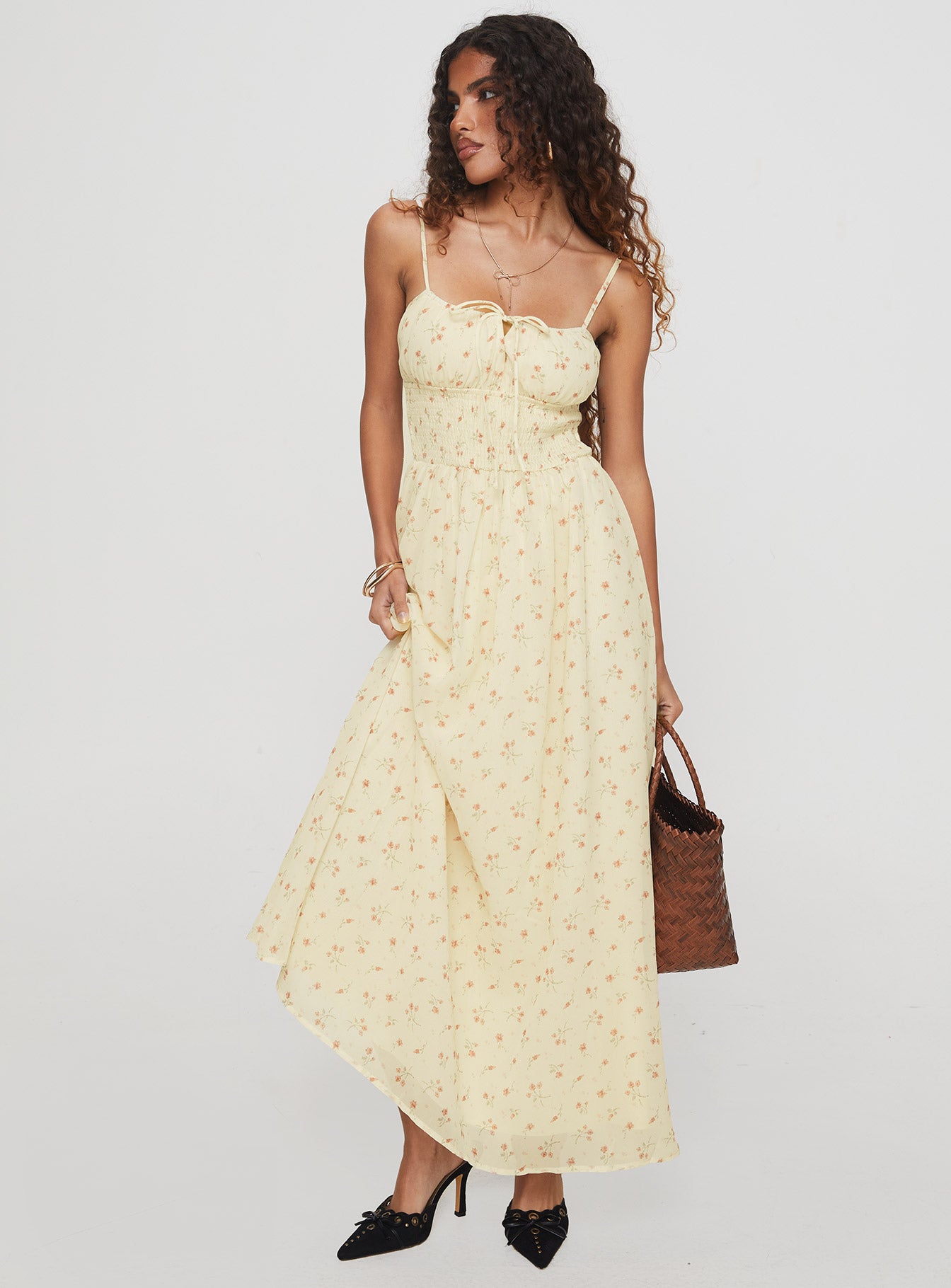 Pearle Shirred Maxi Dress Cream Floral | Princess Polly Pearle Shirred Maxi Dress Cream Floral | Princess Polly