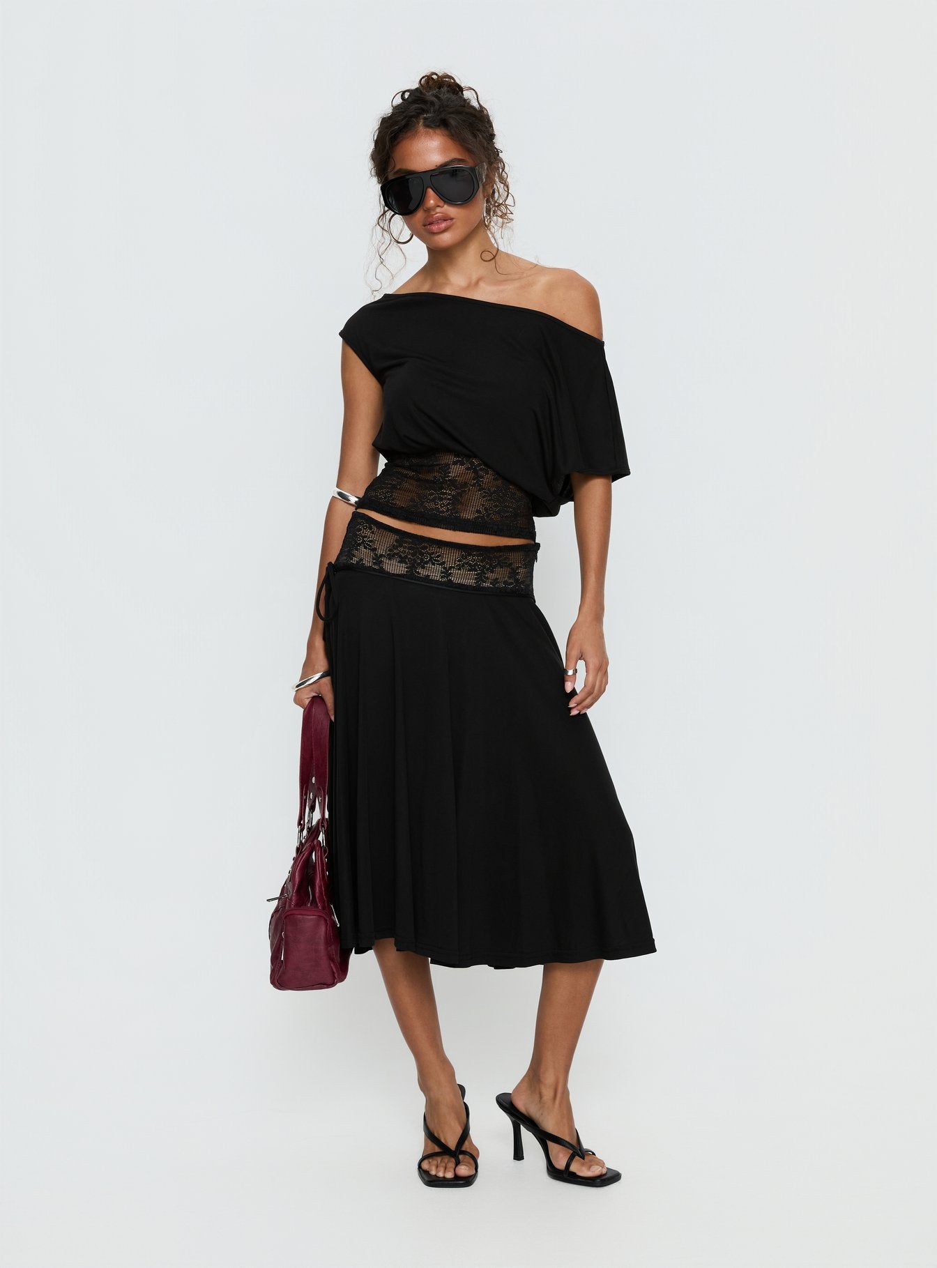 Marienna Lace Midi Skirt | Black | Womens | Princess Polly Marienna Lace Midi Skirt | Black | Womens | Princess Polly