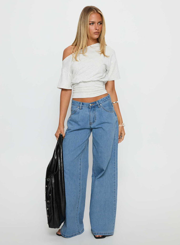 Supercut Pleat Jean Light Blue Wash | Princess Polly