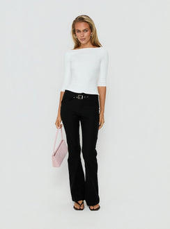 Viridian Belted Flared Pants Black