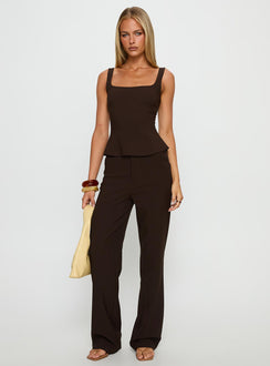 Kinsie Tailored Top Brown
