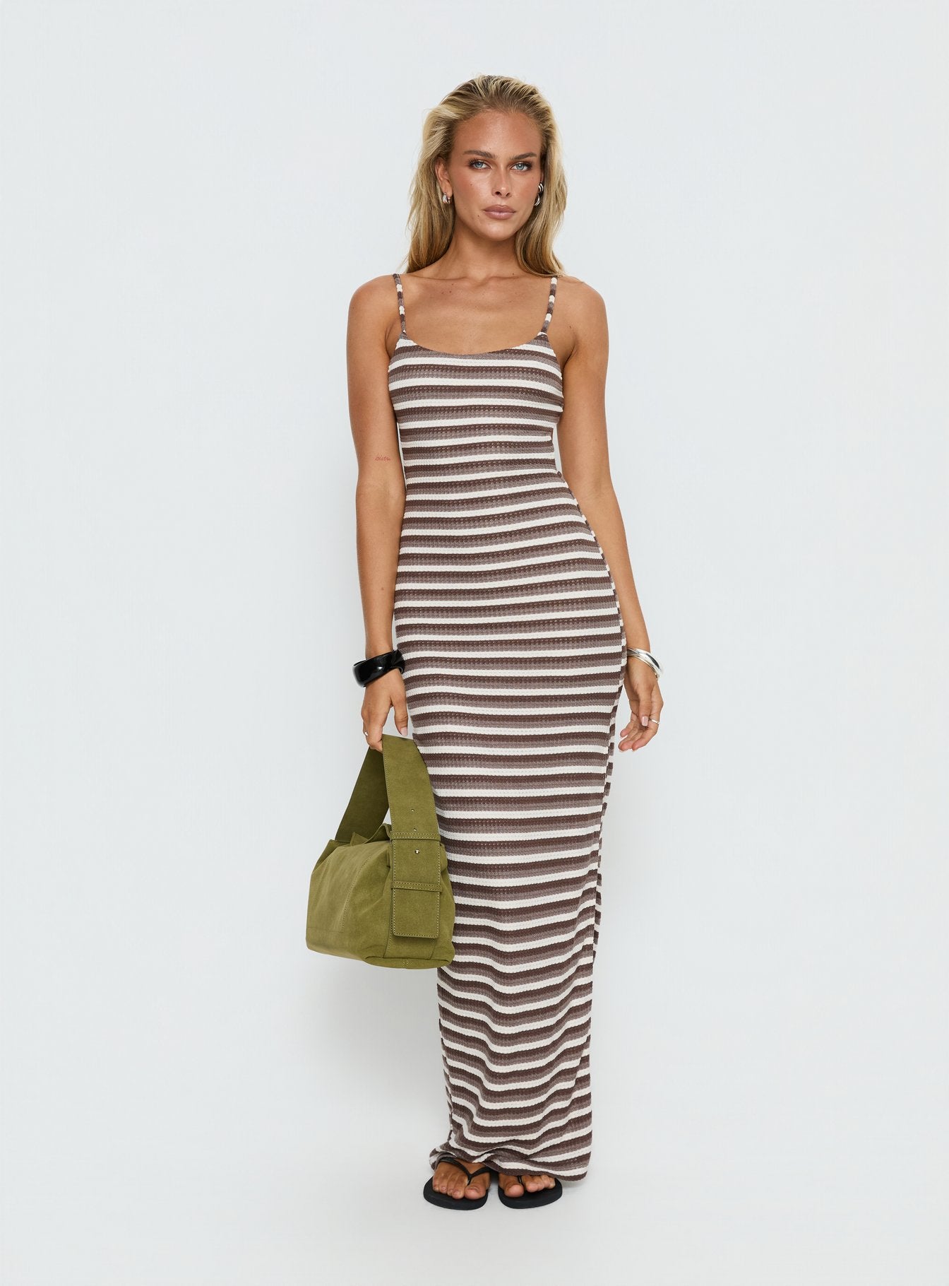 Elestria Maxi Dress | Brown Stripe | Womens