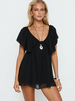 Sun Spirit Plunge Flowy Playsuit Black