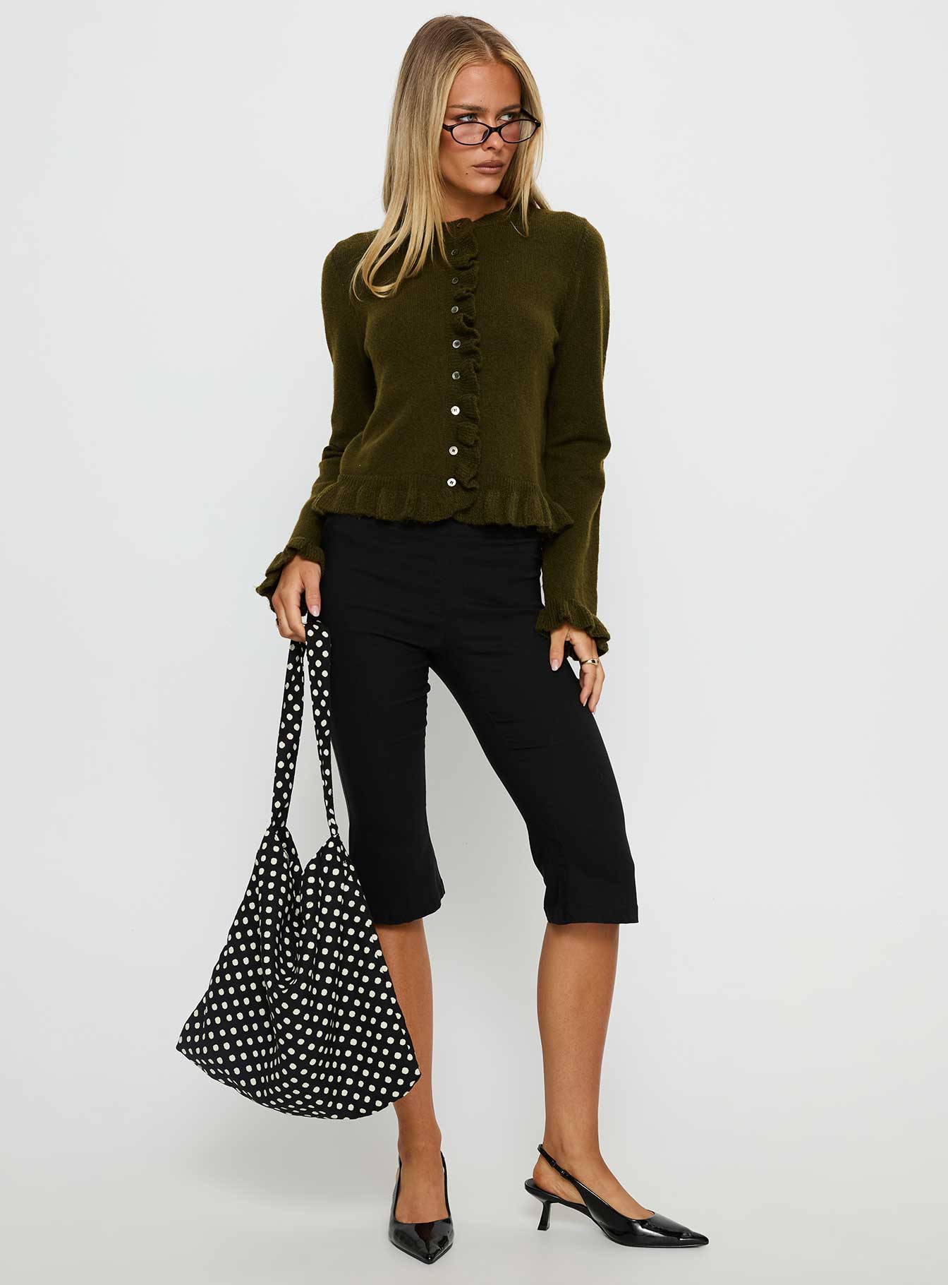 Inclination Frill Cardigan Moss | Princess Polly