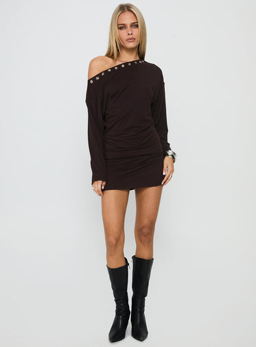brown plaid midi dress Yasmine Brown Bustier Panel Mini Dress main image 0