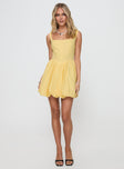 Alcott Bubble Hem Mini Dress Lemon