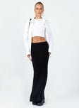   front view of model wearing Princess Polly Jodie Maxi Skirt Black Petite Maxi 