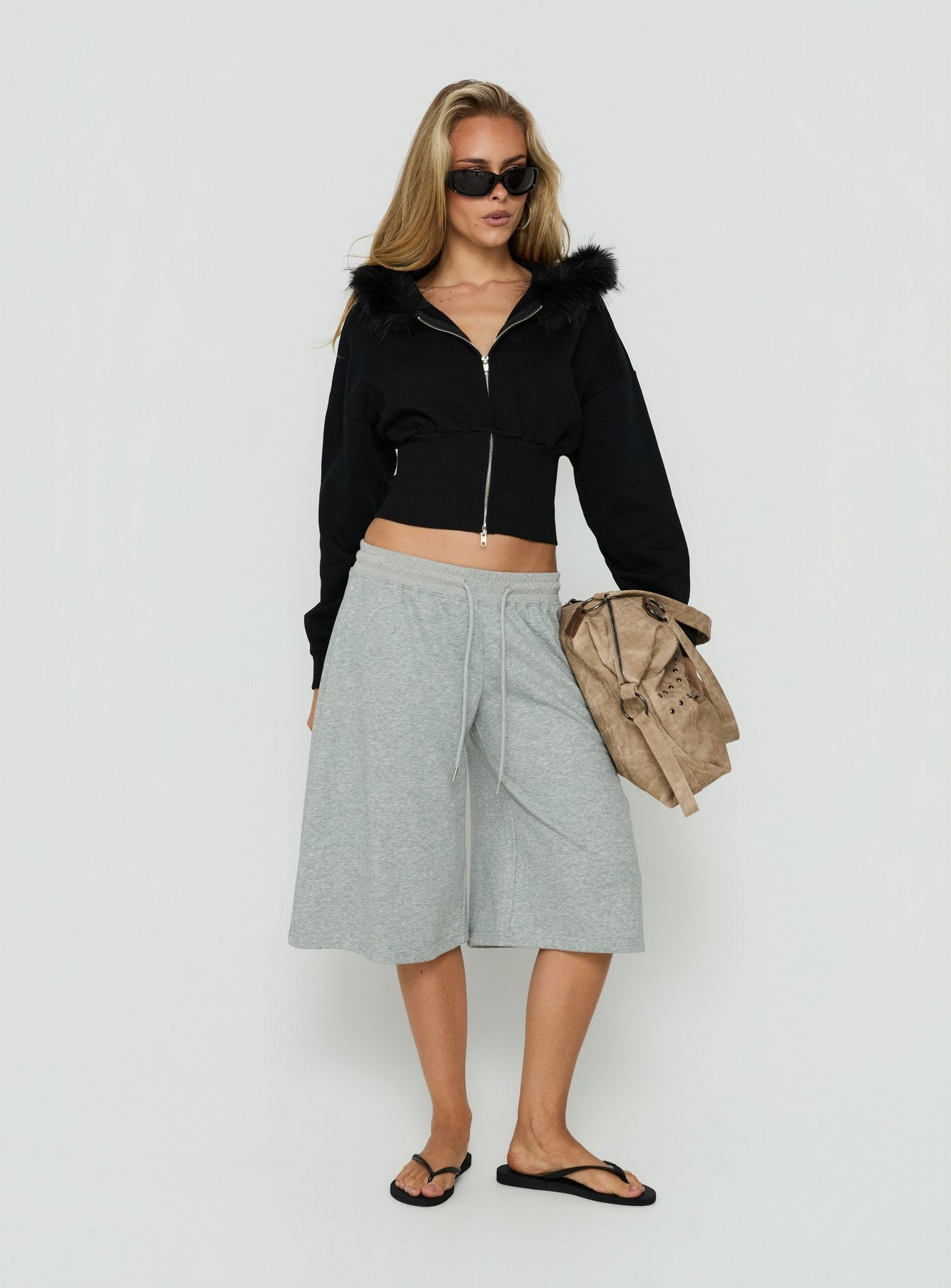 Ramonda Faux Fur Hooded Jumper Black