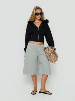 Ramonda Faux Fur Hooded Jumper Black