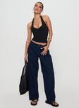 front view of model wearing Princess Polly Major General Cargo Pant Navy Low Rise Pants 