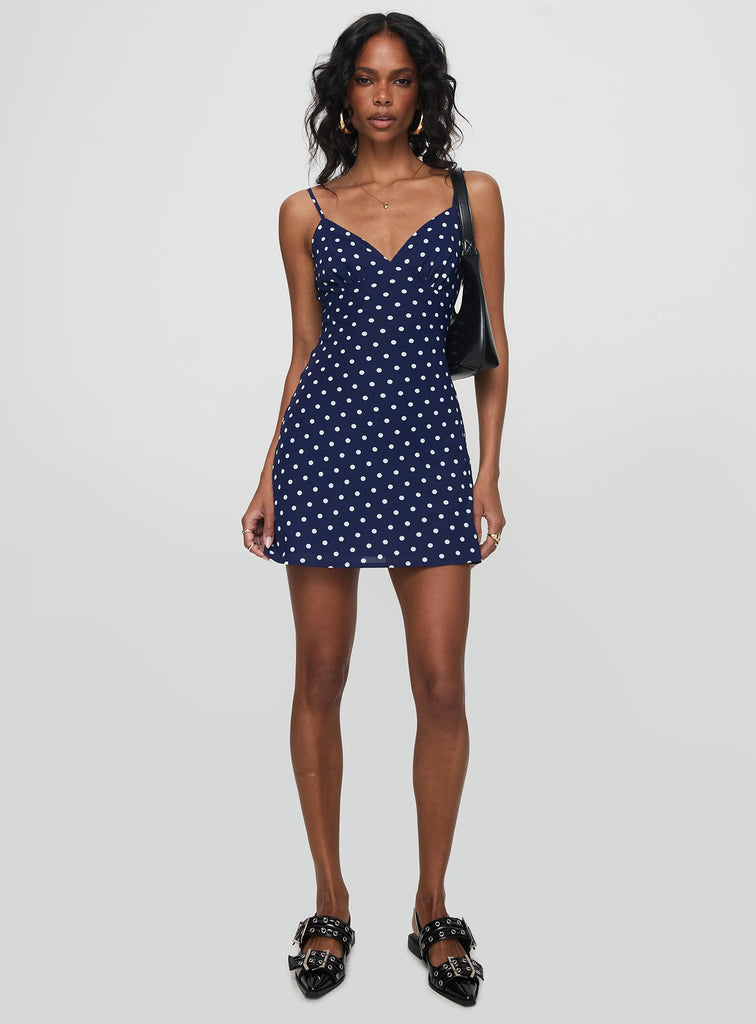 Chara Mini Dress Navy | Princess Polly