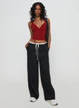 front view of model wearing Princess Polly Pilly Pants Black High Waisted Pants 