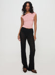 front view of model wearing Princess Polly Call It What You Want Mesh Pants Black High Waisted Pants 