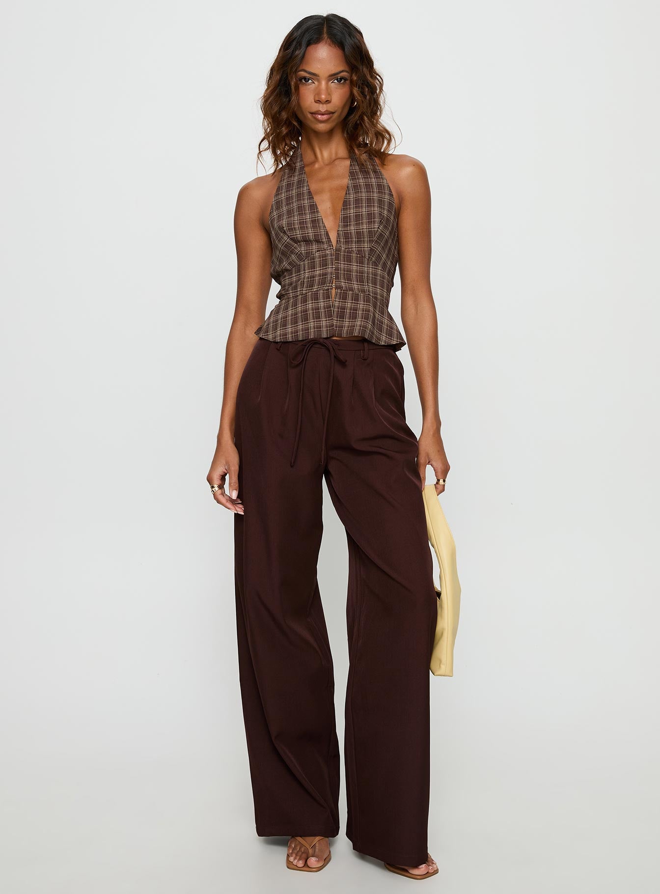 Pleasing Top Brown Check | Princess Polly