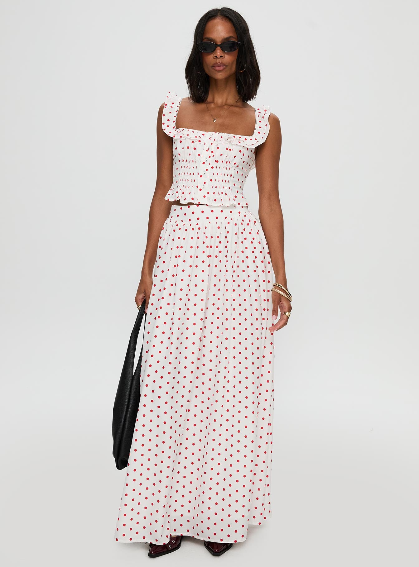 Valerio Maxi Skirt White | Red | White | Red | Womens
