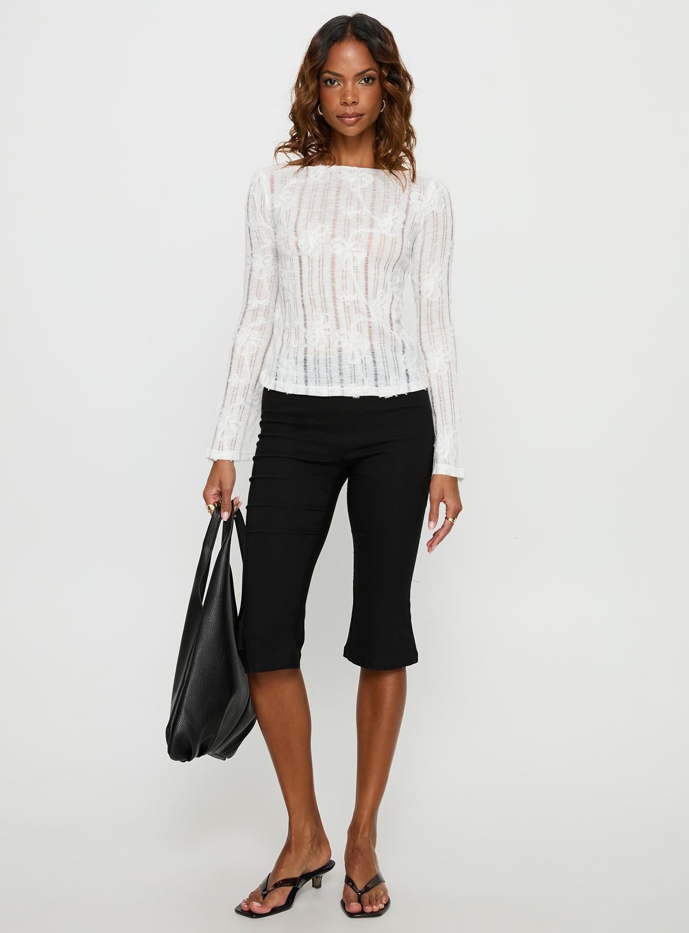 Devanie Sheer Long Sleeve Top White | Princess Polly