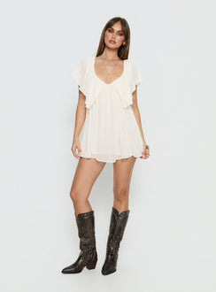 Sun Spirit Plunge Flowy Playsuit Cream