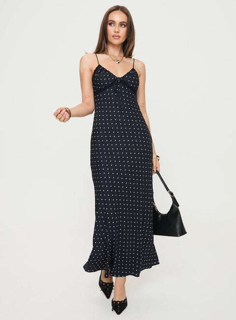 Emily Maxi Dress Black Polka Dot | Princess Polly Emily Maxi Dress Black Polka Dot | Princess Polly