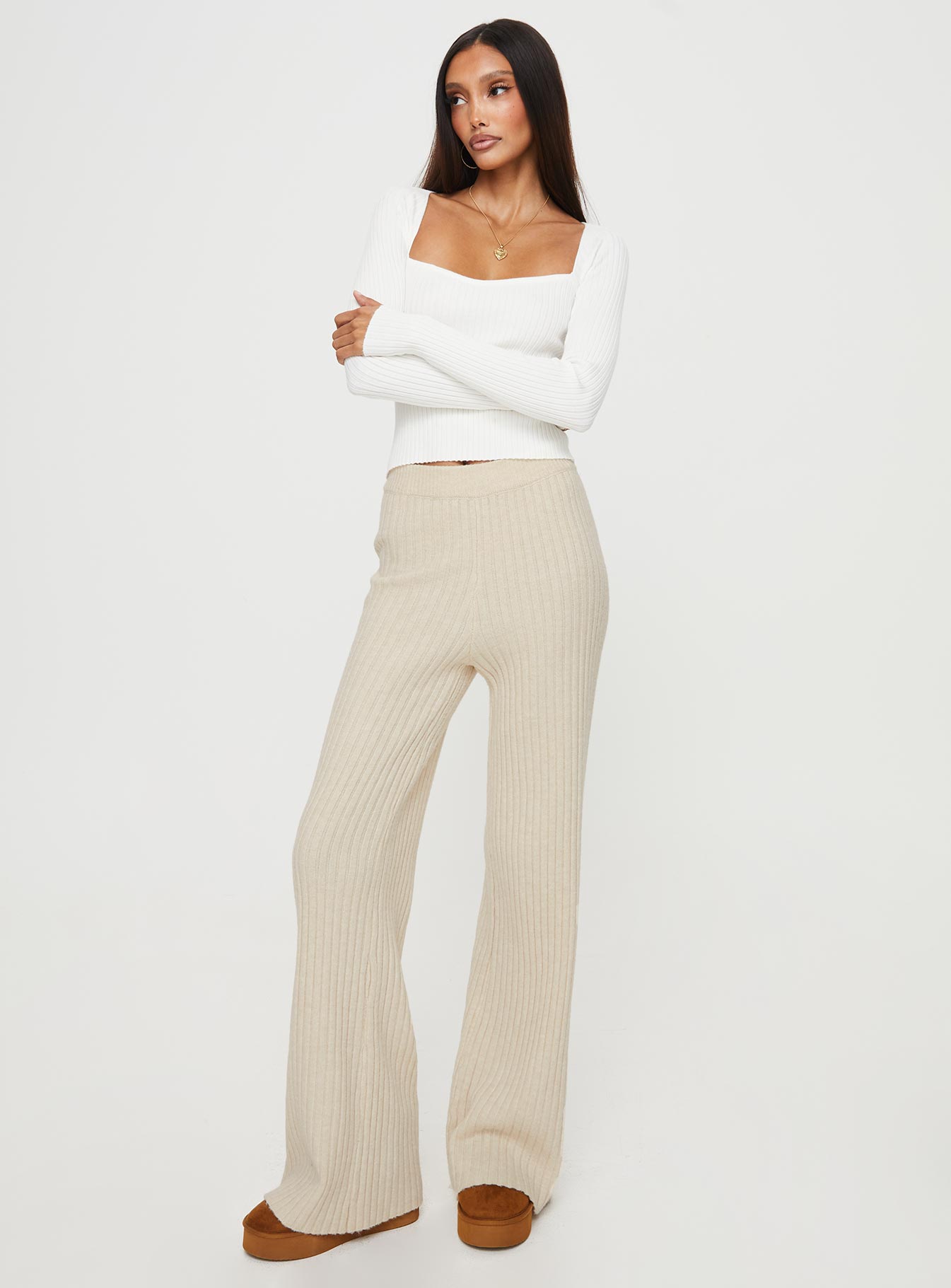 product Princess Polly Full Sleeves Square Neck  Mavins Long Sleeve Top White