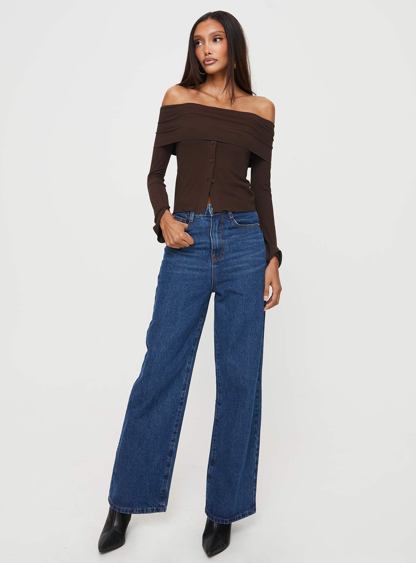 Parveen off the shoulder top brown