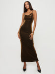 product Princess Polly Asymmetric Neckline  Cleever Maxi Dress Brown