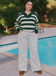Neena Quarter Zip Sweater Green / Cream Curve Princess Polly  Cropped 