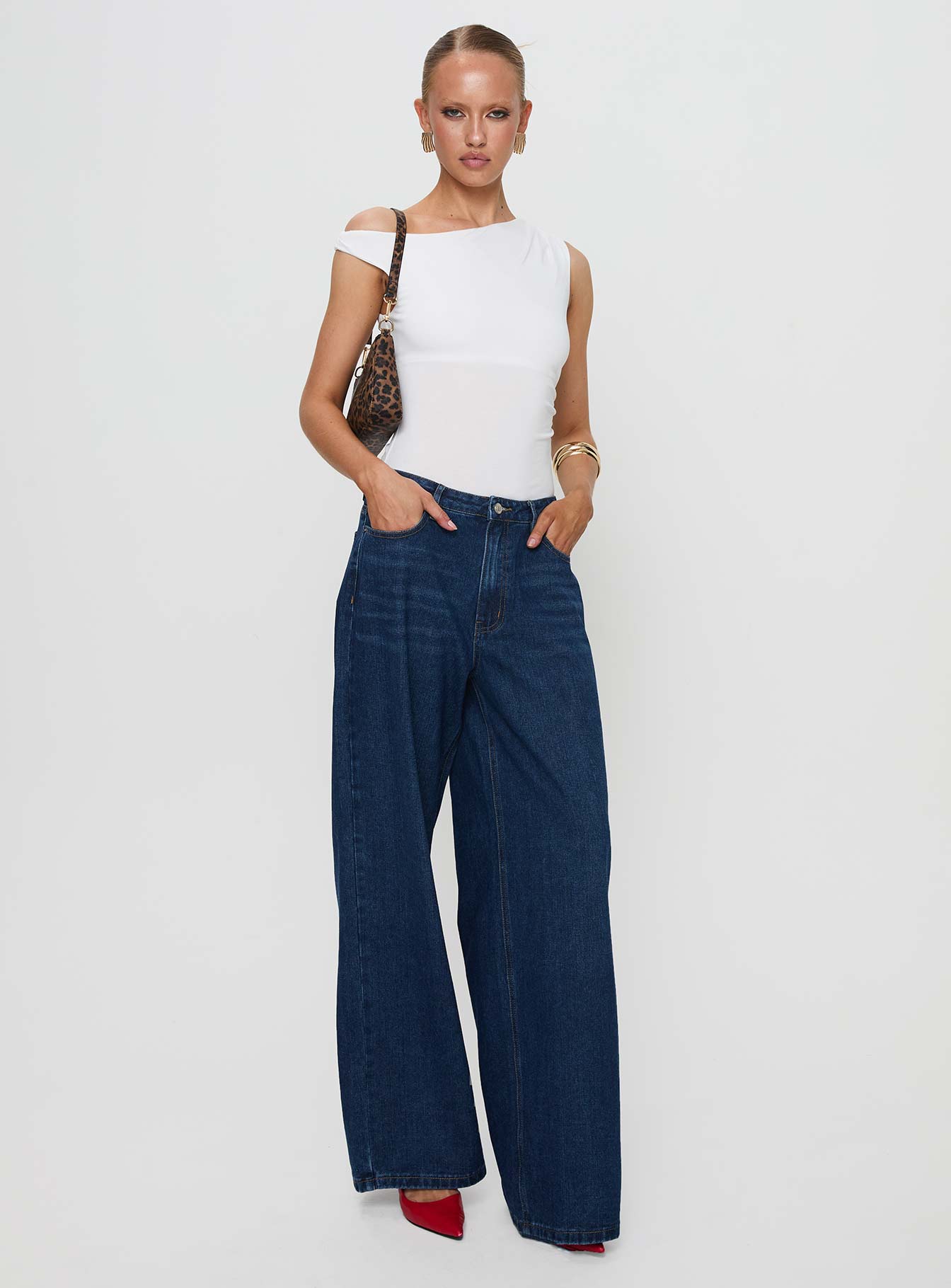 front view of model wearing Princess Polly Miyako Bodysuit White Sleeveless 