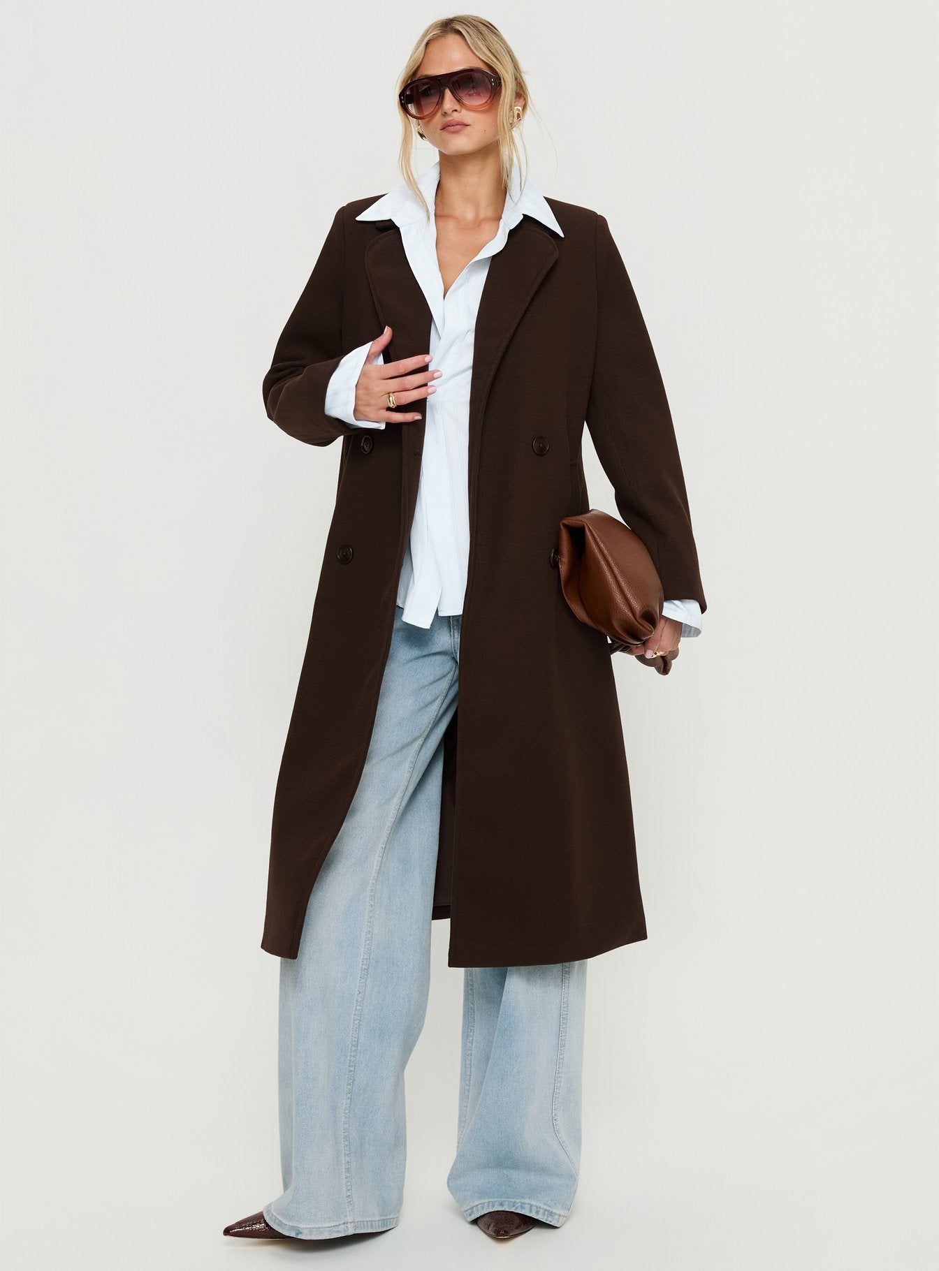 Prolific Longline Coat Brown | Princess Polly